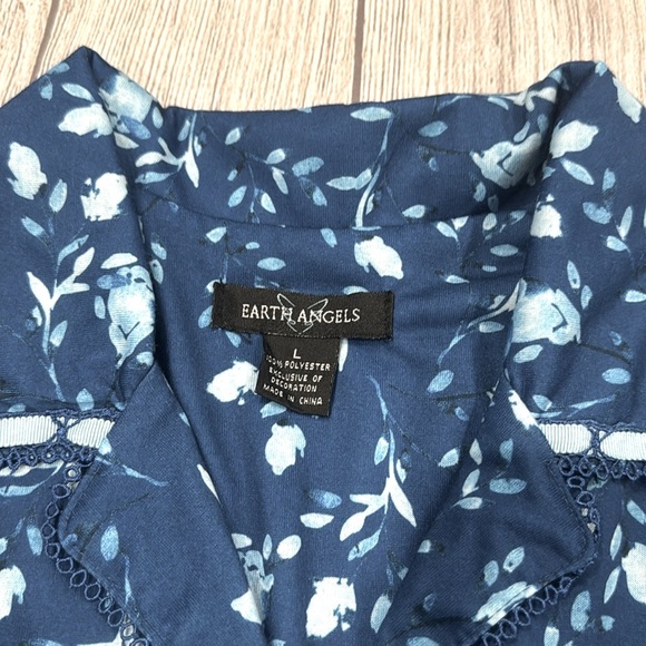 Earth Angels Blue Floral Pajama Set - Picture 3 of 6